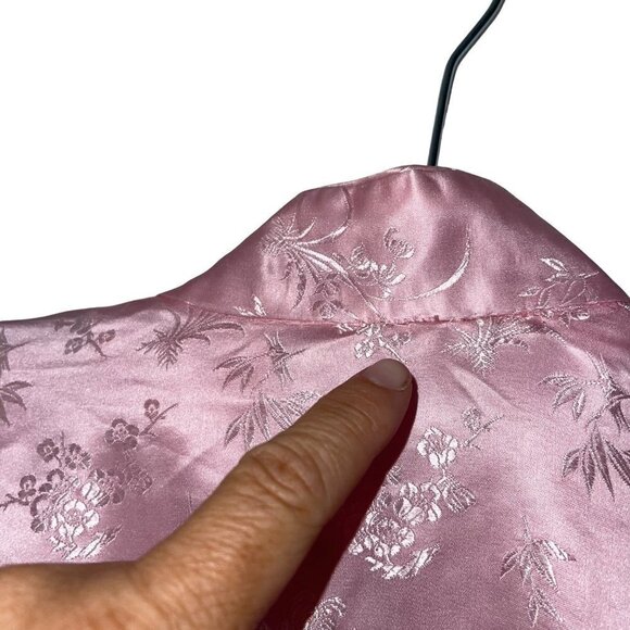 Softraiment Vintage Womens Silk Robe Size Large Pink Snap Front Floral Jacquard - Picture 5 of 16
